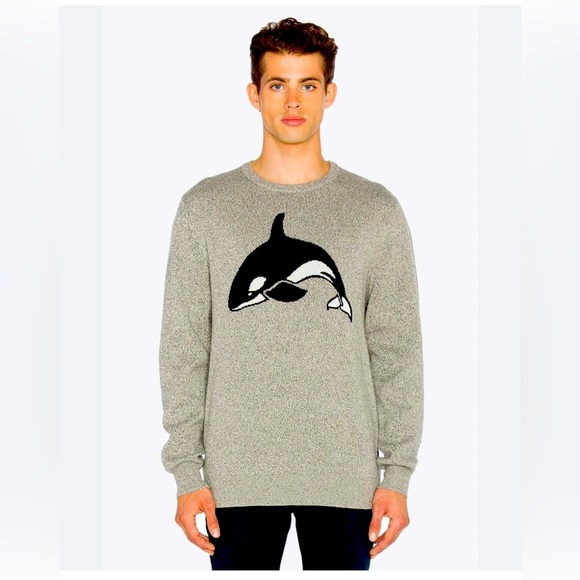 BARNEY COOLS CHANDAIL KILLA WHALE GRAY KNIT MEN SWEATER IN SIZE LARGE - Picture 1 of 9